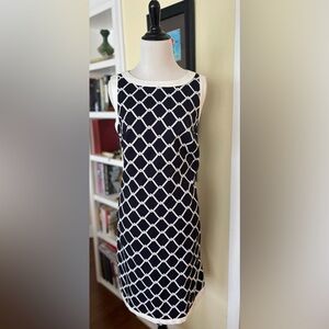 Brooks Brothers Dress Navy White Sheath Rope Print  Sleeveless Pique Trim SZ: 10